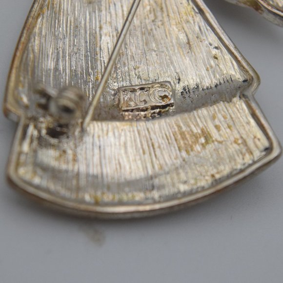 Vintage Kenneth Cole Enamel Peace Angel and Dove Pin 1980's - Picture 6 of 6